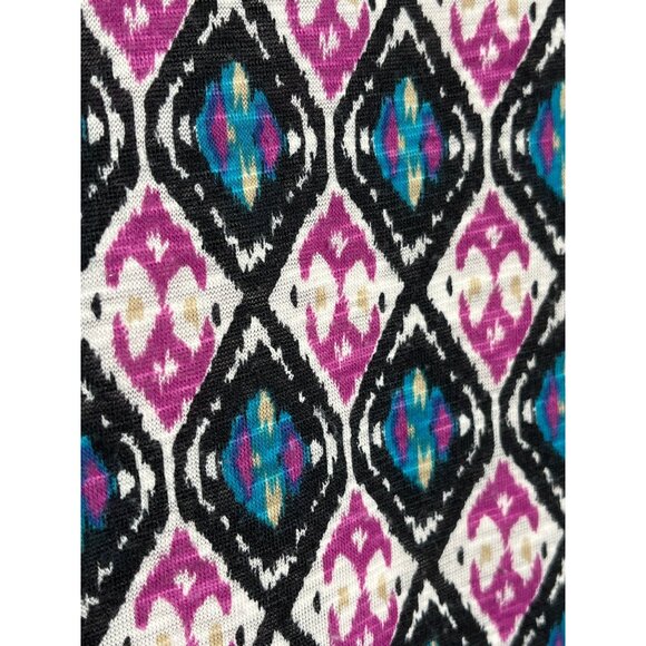 Jaclyn Smith Flutter Sleeve Geometric Top Purple Black White Small - Picture 7 of 7